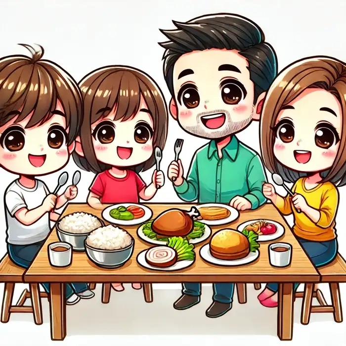 Ảnh tết gia đình chibi mang sắc xuân rực rỡ trọn vẹn