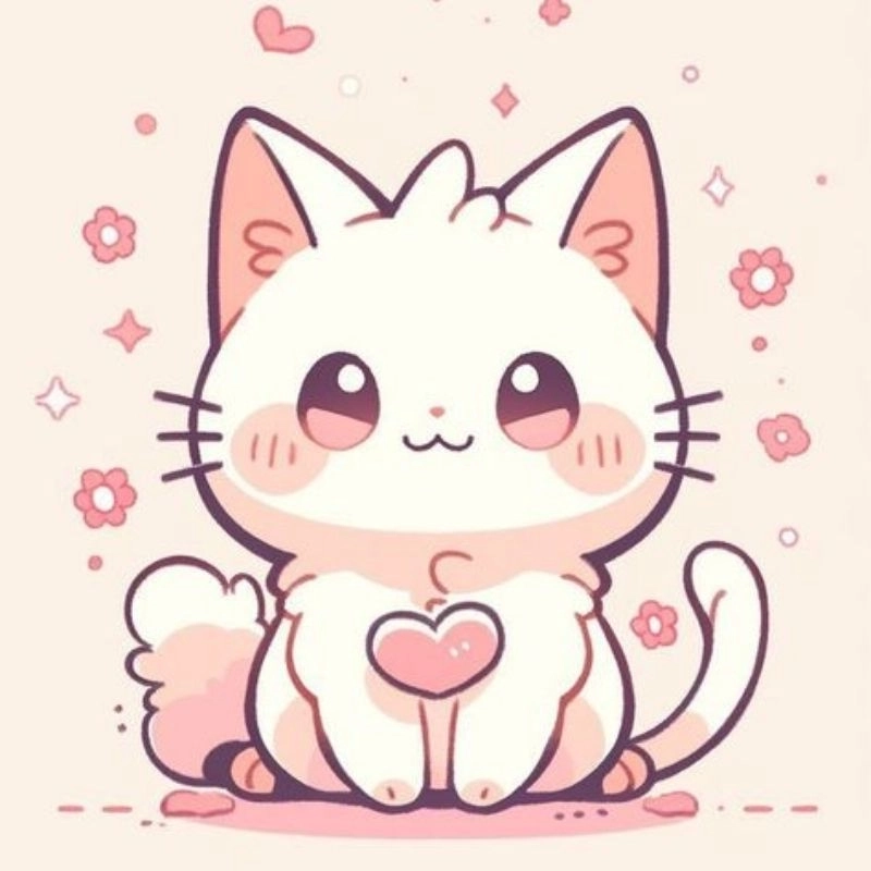 Chibi mèo tinh nghịch đáng yêu cho tín đồ mê mèo chibi