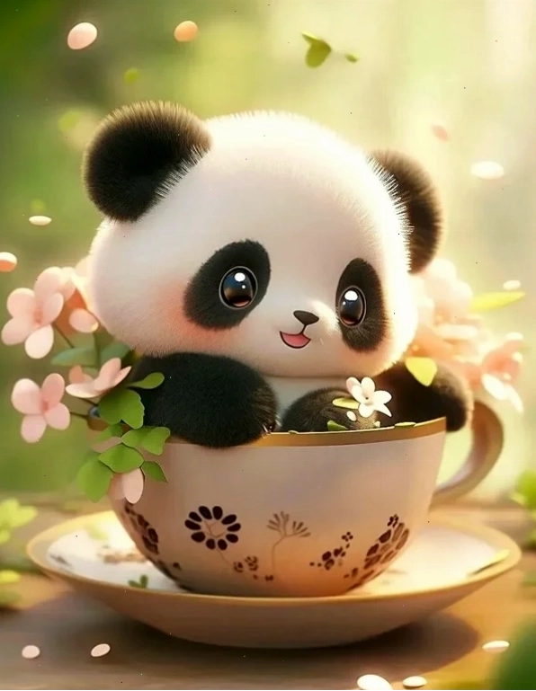 Con gấu trúc hình cute chibi với biểu cảm tinh nghịch