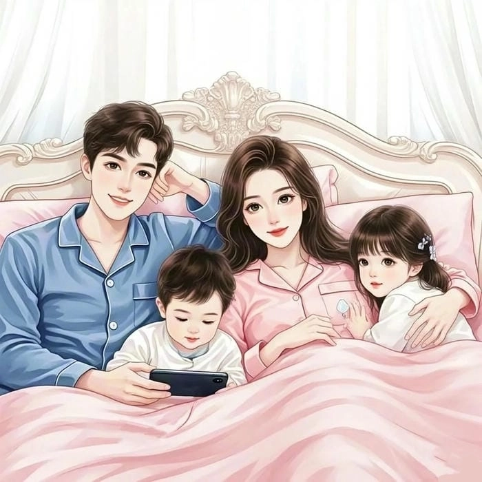 Ghép ảnh gia đình chibi thành kỷ niệm số đẹp không lo mất