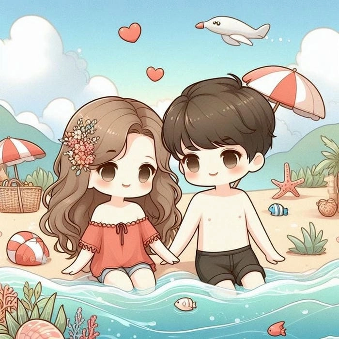 Hình cặp đôi yêu nhau chibi ngọt ngào như chính tình yêu của bạn