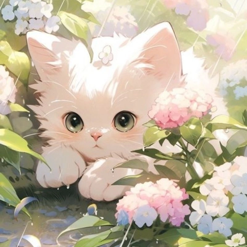 Hình con mèo cute chibi ngộ nghĩnh siêu dễ mến