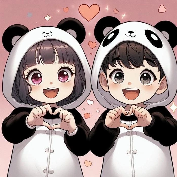 Hình couple chibi sinh động tô điểm câu chuyện tình yêu