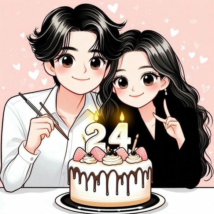 Hình vẽ cặp đôi chibi dễ thương phù hợp với người yêu nét vẽ nhẹ nhàng