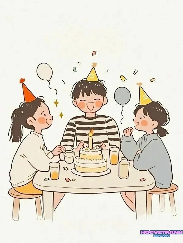 Khám phá tranh chibi hình vẽ cute chúc mừng sinh nhật 2026