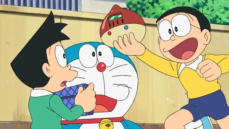 Nobita và Doraemon và Shizuka và Chaien và Suneo rực rỡ